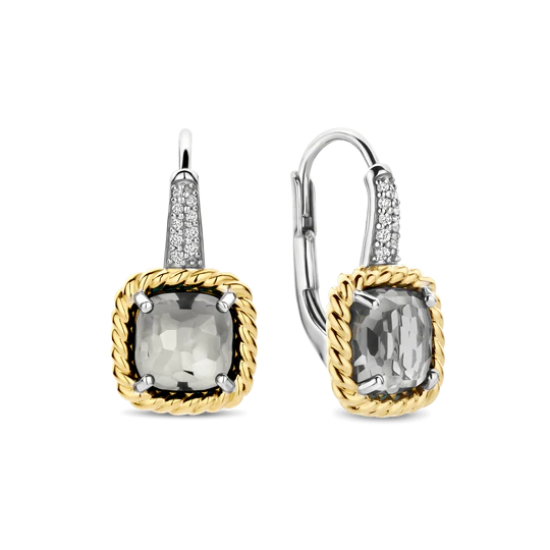 TI SENTO 78042GG ZILVER VERGULDE OORHANGERS MET ZIRKONIA