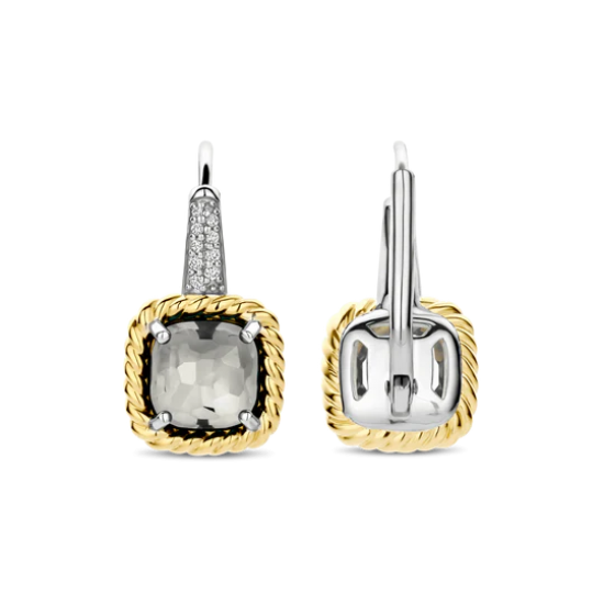 TI SENTO 78042GG ZILVER VERGULDE OORHANGERS MET ZIRKONIA