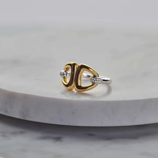 TI SENTO 12391ZY ZILVER VERGULD RING ZIRKONIA