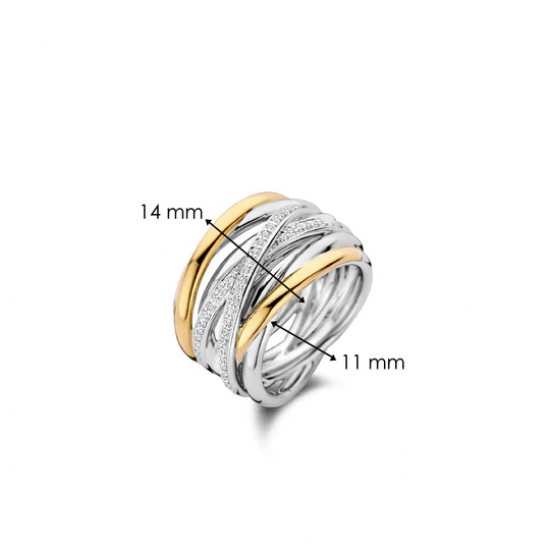 TI SENTO 12067ZY ZILVER VERGULDE RING ZIRKONIA
