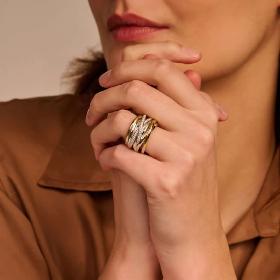 TI SENTO 12067ZY ZILVER VERGULDE RING ZIRKONIA