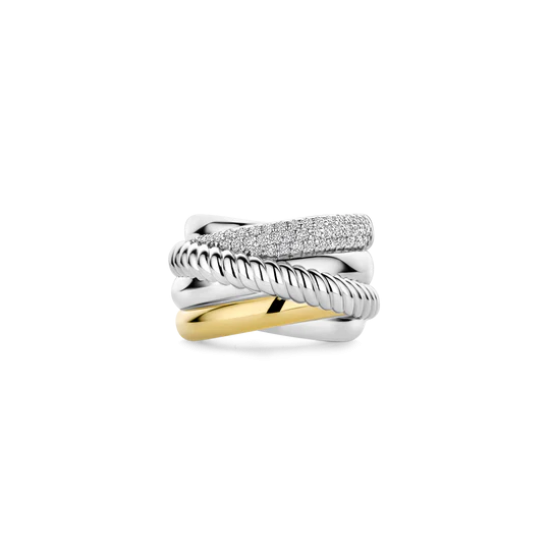 TI SENTO 12003ZY ZILVER VERGULDE RING ZIRKONIA