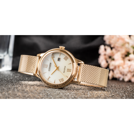 CITIZEN EW2623-70P DAMESHORLOGE STAAL ROSE VERGULD
