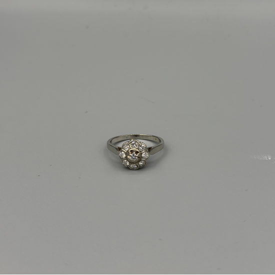 14KT WITGOUDEN ROZET RING