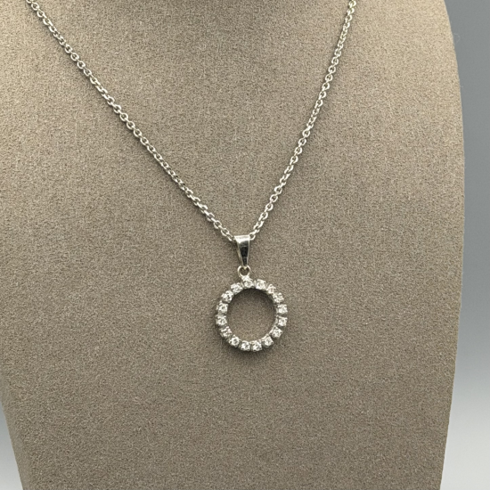 14KT WITGOUDEN COLLIER MET DIAMANT