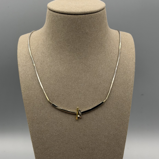 14KT BICOLOR CHOKER MET DIAMANT