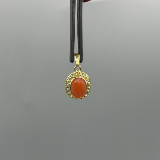 14KT GOUDEN HANGER BLOEDKORAAL