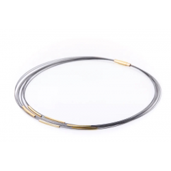 GALA DESIGN  J0230 STALEN COLLIER MET ZILVER VERGULD ELEMENTEN GALILEO FULL GOLD