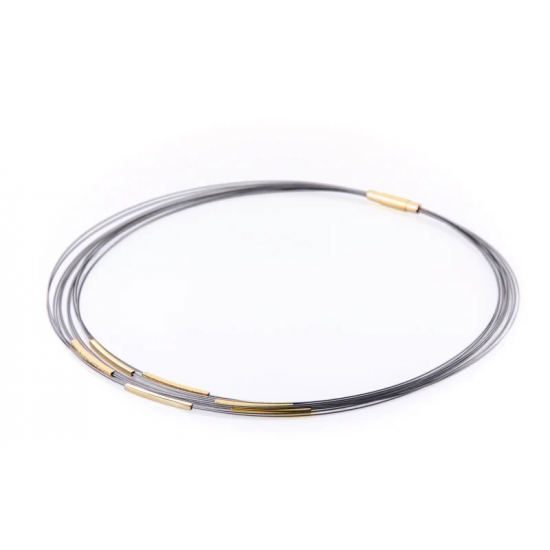 GALA DESIGN  J0230 STALEN COLLIER MET ZILVER VERGULD ELEMENTEN GALILEO FULL GOLD