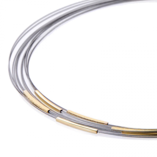 GALA DESIGN  J0230 STALEN COLLIER MET ZILVER VERGULD ELEMENTEN GALILEO FULL GOLD