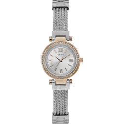 GUESS W1009L4 DAMESHORLOGE STAAL BICOLOR ZIRKONIA BEJEWELED