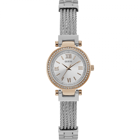 GUESS W1009L4 DAMESHORLOGE STAAL BICOLOR ZIRKONIA BEJEWELED
