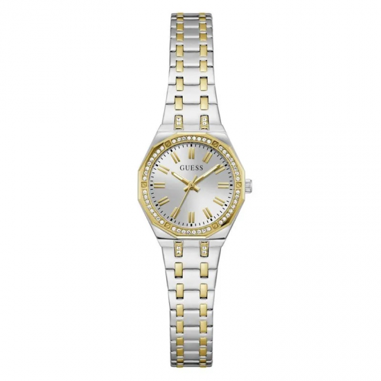 GUESS W1009L4 DAMESHORLOGE STAAL BICOLOR ZIRKONIA BEJEWELED