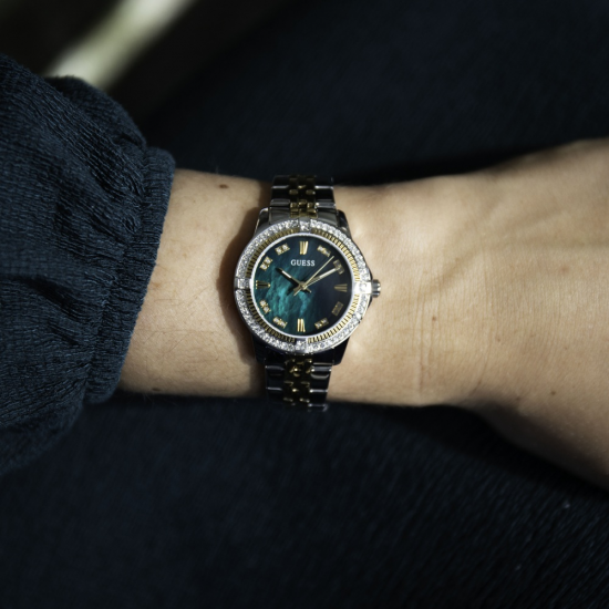 GUESS GW1027L3 DAMESHORLOGE STAAL BICOLOR ZIRKONIA COLETTE