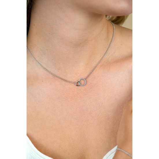 ZINZI ZIC1782 ZILVEREN GERHODINEERD COLLIER MET ZIRKONIA