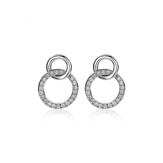 ZINZI ZIO1782 ZILVEREN GERHODINEERDE OORKNOPPEN MET ZIRKONIA