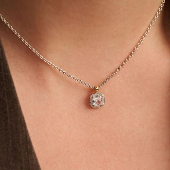 TI SENTO 34103ZY ZILVEREN COLLIER VERGULD MET ZIRKONIA