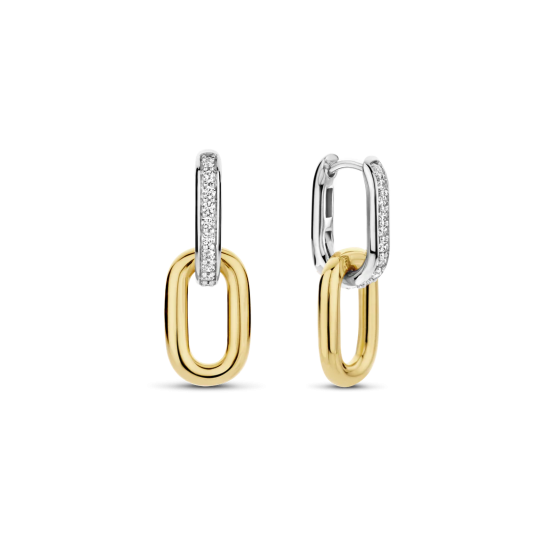 TI SENTO 7831ZY ZILVER VERGULDE OORRINGEN MET ZIRKONIA