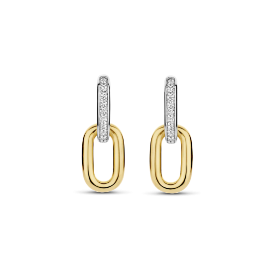 TI SENTO 7831ZY ZILVER VERGULDE OORRINGEN MET ZIRKONIA