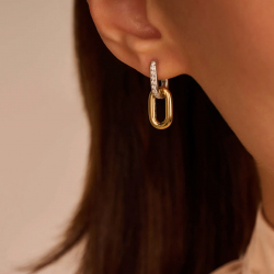 TI SENTO 7831ZY ZILVER VERGULDE OORRINGEN MET ZIRKONIA