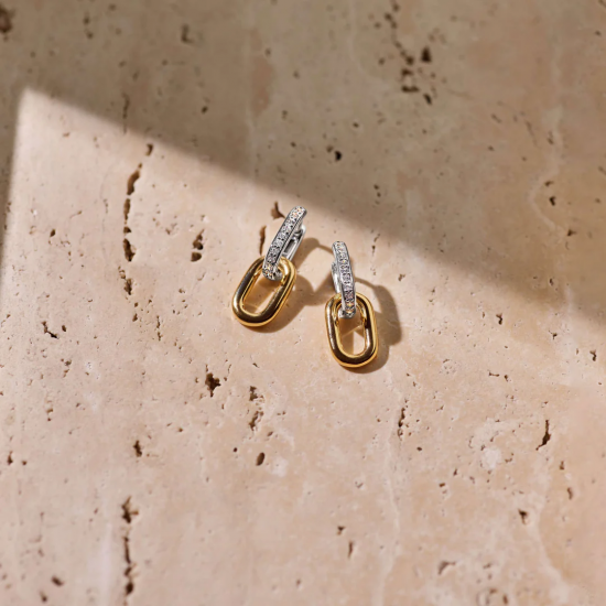 TI SENTO 7831ZY ZILVER VERGULDE OORRINGEN MET ZIRKONIA