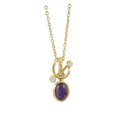 RABINOVICH 82402334 VERGULD ZILVEREN COLLIER MET HANGER IOLIET PURPLE RAIN