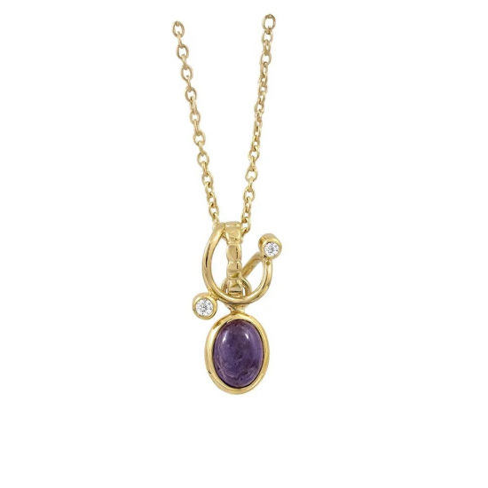 RABINOVICH 82402334 VERGULD ZILVEREN COLLIER MET HANGER IOLIET PURPLE RAIN