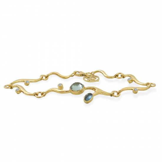 RABINOVICH 82701351 VERGULD ZILVEREN ARMBAND MET BLAUWE KWARTS EN TOPAAS BLEND OF BLUE
