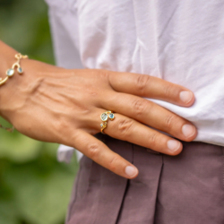 RABINOVICH 82703351 VERGULD ZILVEREN RING MET BLAUWE KWARTS EN TOPAAS BLEND OF BLUE