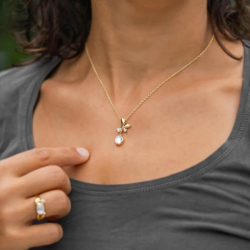 RABINOVICH 81702321 VERGULD ZILVEREN COLLIER MET HANGER MET MAANSTEEN SKY