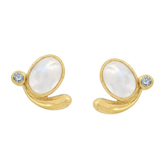 RABINOVICH 81705321 VERGULD ZILVEREN OORKNOPPEN MET MAANSTEEN SKY