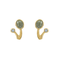 RABINOVICH 82705351 VERGULD ZILVEREN OORKNOPPEN MET BLAUWE KWARTS EN TOPAAS BLEND OF BLUE