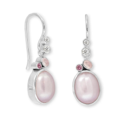 RABINOVICH 83404069 ZILVEREN OORHANGERS MET ZOETWATERPAREL PASSION PINK