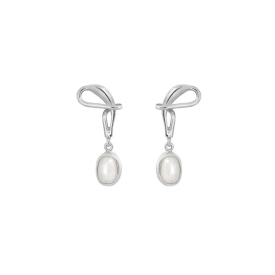 RABINOVICH 79405065 ZILVEREN OORHANGERS MET ZOETWATERPAREL WINDING WHITE