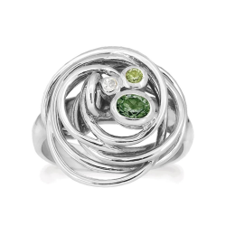 RABINOVICH 79003024 ZILVEREN RING MET GROENE KWARTS CURLICUE
