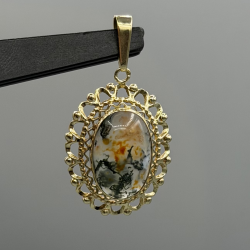 GOUDEN HANGER MOS AGAAT