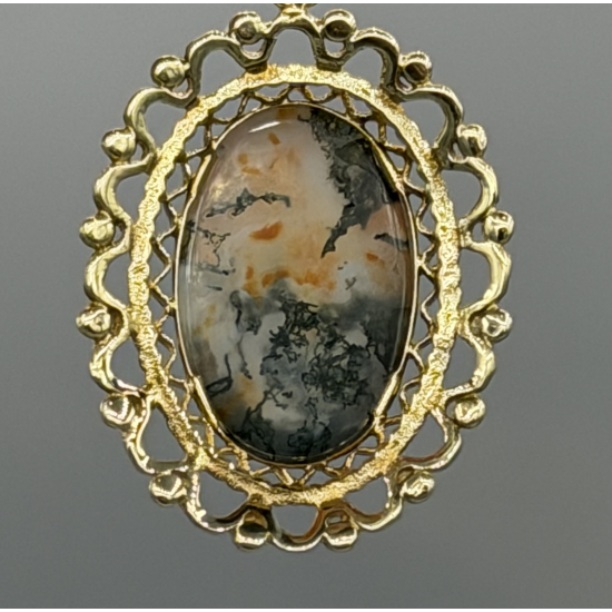 GOUDEN HANGER MOS AGAAT