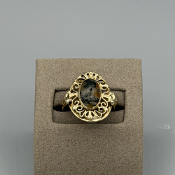 14KT GOUDEN RING MOS-AGAAT