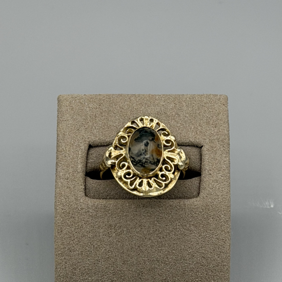14KT GOUDEN RING MOS-AGAAT