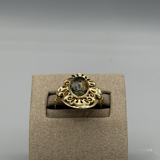 14KT GOUDEN RING MOS-AGAAT