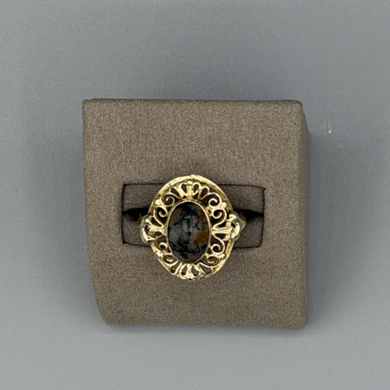 14KT GOUDEN RING MOS-AGAAT