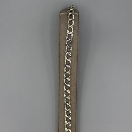 ZILVEREN AMRBAND PLATTE GOURMENT SCHAKEL