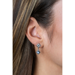 ZINZI ZIO2582 ZILVEREN OORHANGERS GERHODINEERD MET BLAUWE KLAVERS