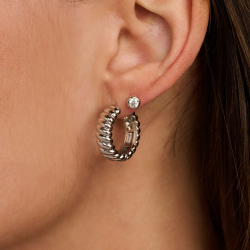 TI SENTO 78066SI ZILVEREN OORRINGEN RIBBELS