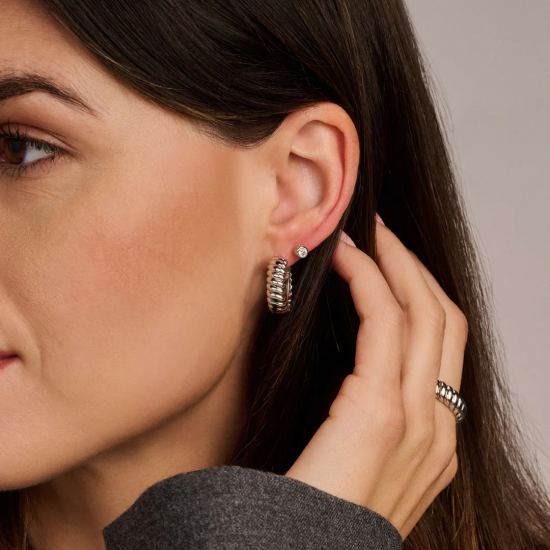 TI SENTO 78066SI ZILVEREN OORRINGEN RIBBELS