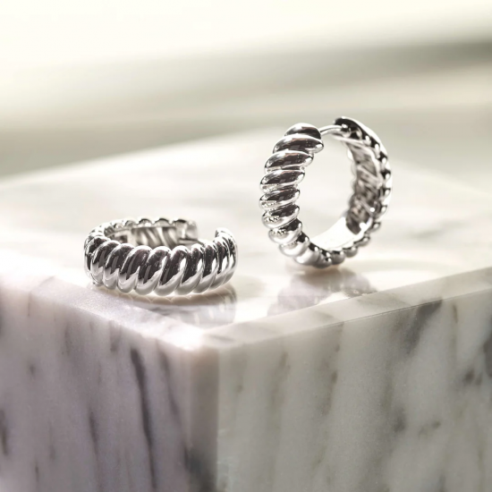 TI SENTO 78066SI ZILVEREN OORRINGEN RIBBELS