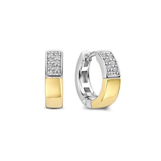 TI SENTO 78050ZY ZILVEREN VERGULDE OORRINGEN ZIRKONIA