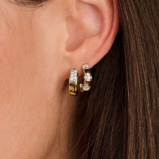 TI SENTO 78050ZY ZILVEREN VERGULDE OORRINGEN ZIRKONIA