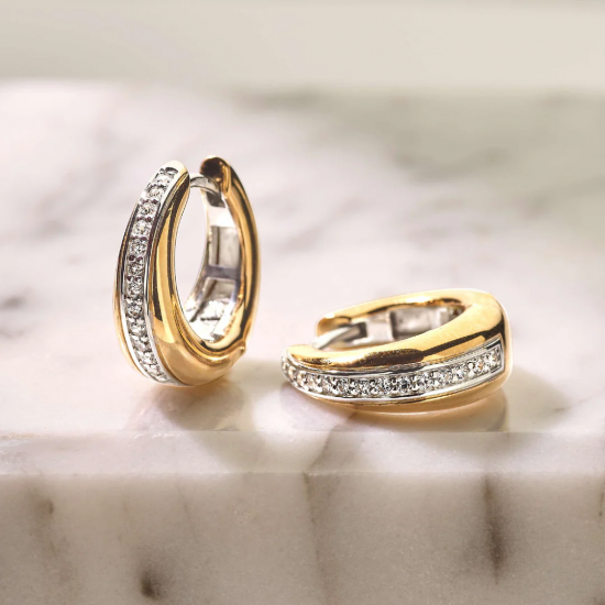 TI SENTO 78049ZY ZILVEREN VERGULDE OORRINGEN ZIRKONIA