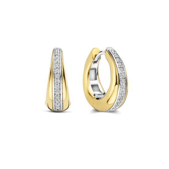 TI SENTO 78049ZY ZILVEREN VERGULDE OORRINGEN ZIRKONIA